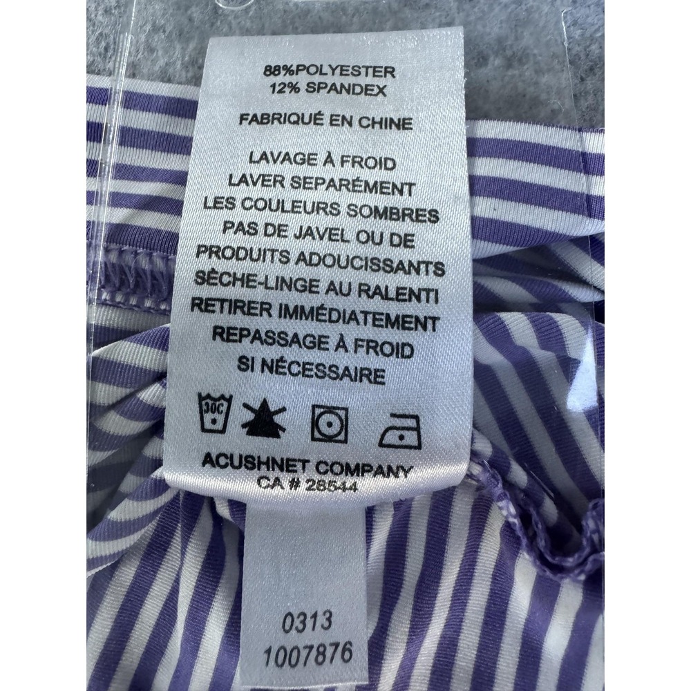 FootJoy Polo Shirt Mens XL Purple Stripe Short Sleeve Golf Stretch Bonitz Logo - Picture 8 of 10